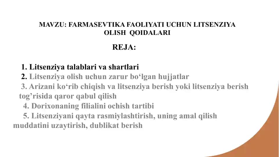 Farmatsevtika faoliyati uchun litsenziya olish qoidalari
