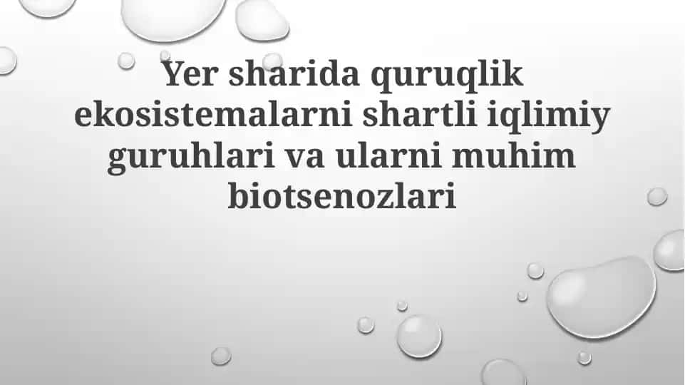 Quruqlik ekotizimlari