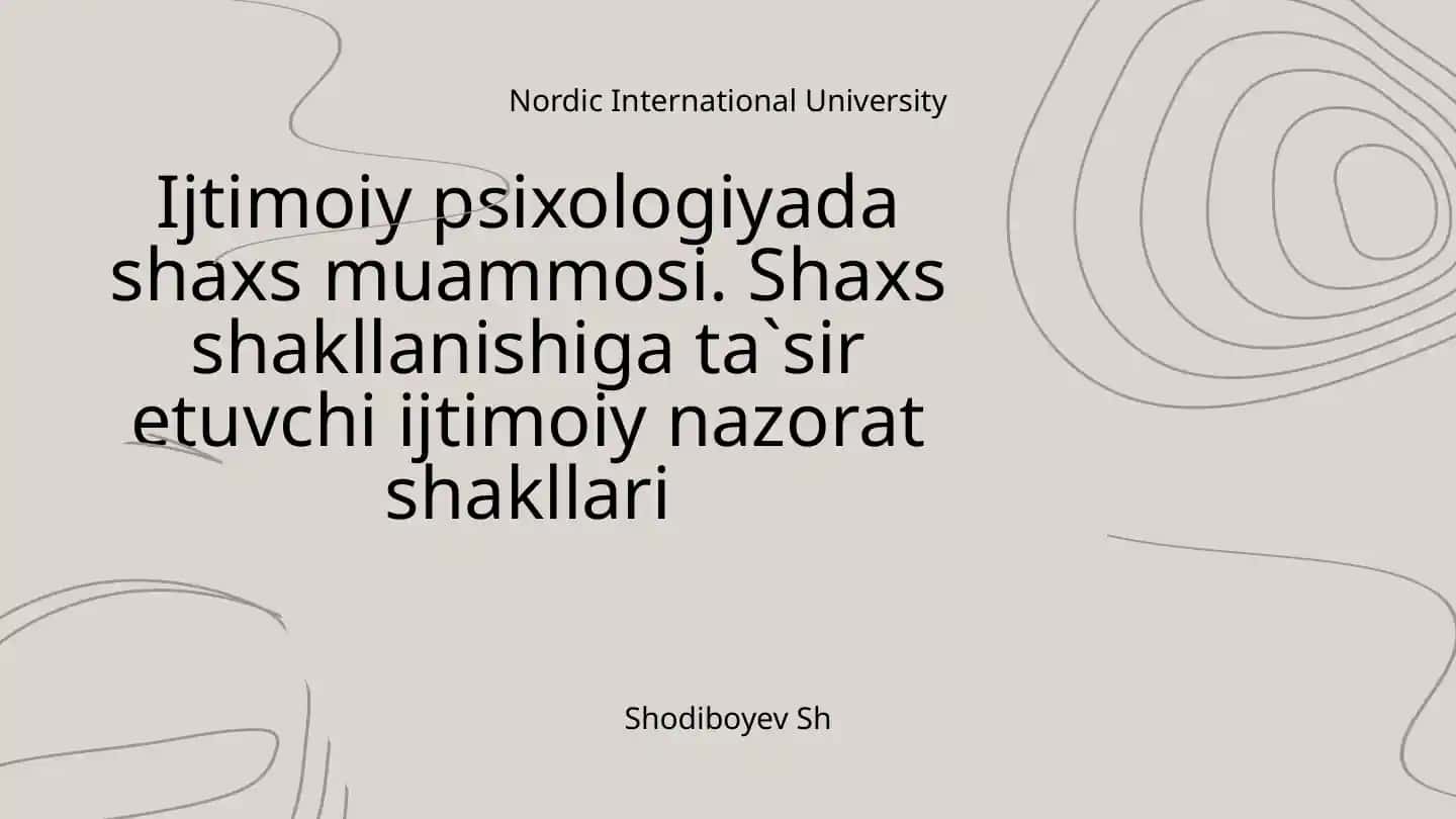 Ijtimoiy psixologiyada shaxs muammosi