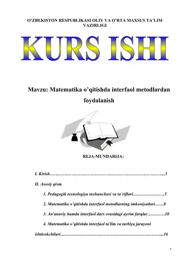 Matematika o’qitishda interfaol metodlardan foydalanish