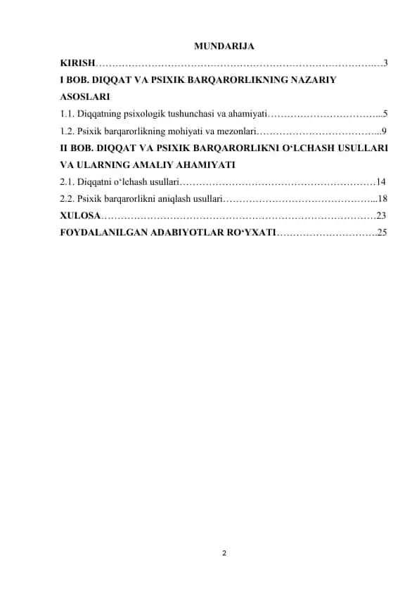 Diqqat va Psixik Barqarorlik