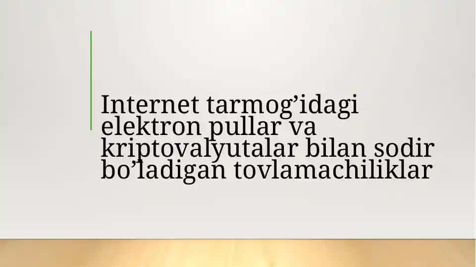 Internet tarmoqida elektron pullar va kriptovalyutalar bilan sodir bo'ladigan to'lamachiliklar