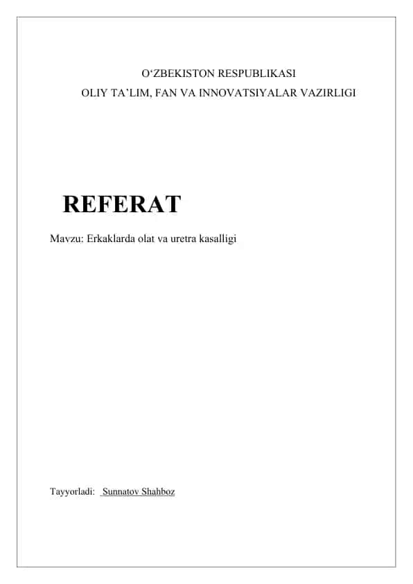 Erkaklarda olat va uretra kasalligi