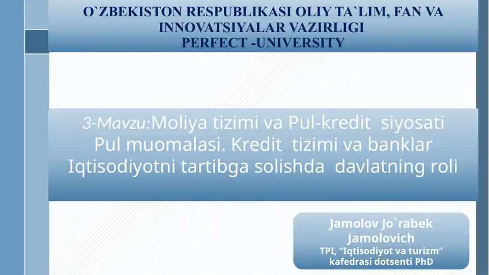 Iqtisodiyot va Pul-kreditsiyosati