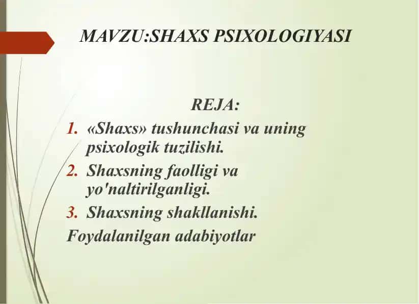 Shaxs Psixologiyasi