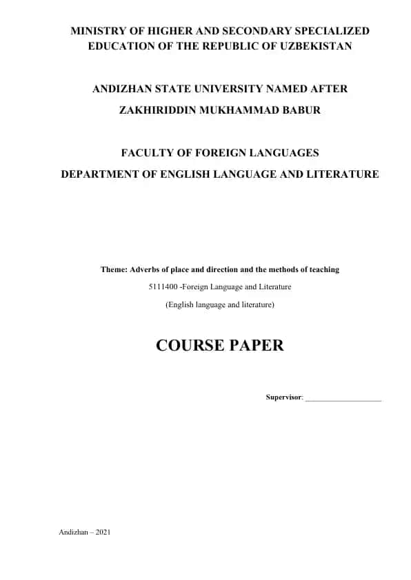 English Adverbs of Place and Direction: Teaching Methods