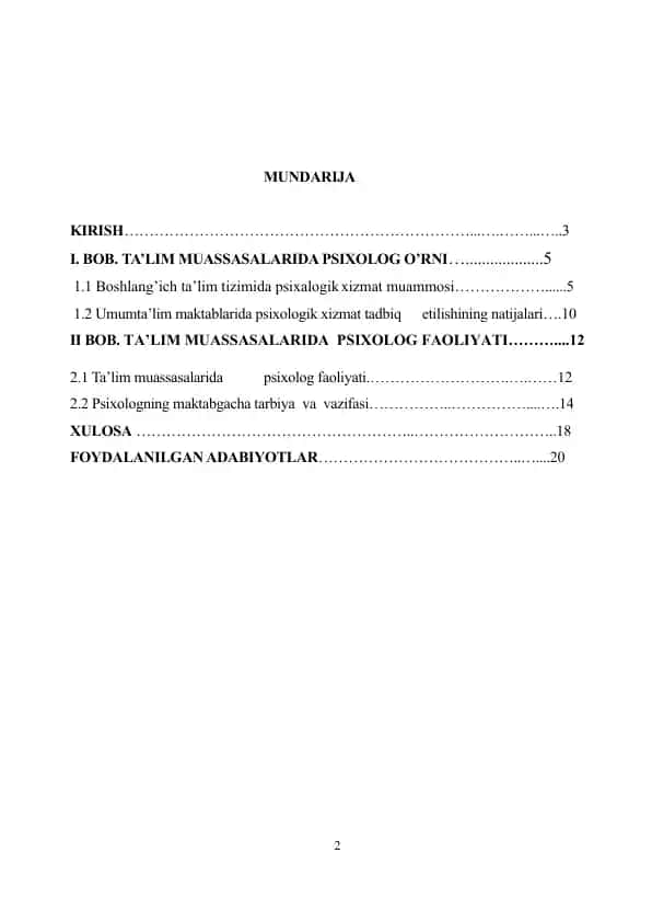 Ta'lim muassasalarida psixolog o'rni