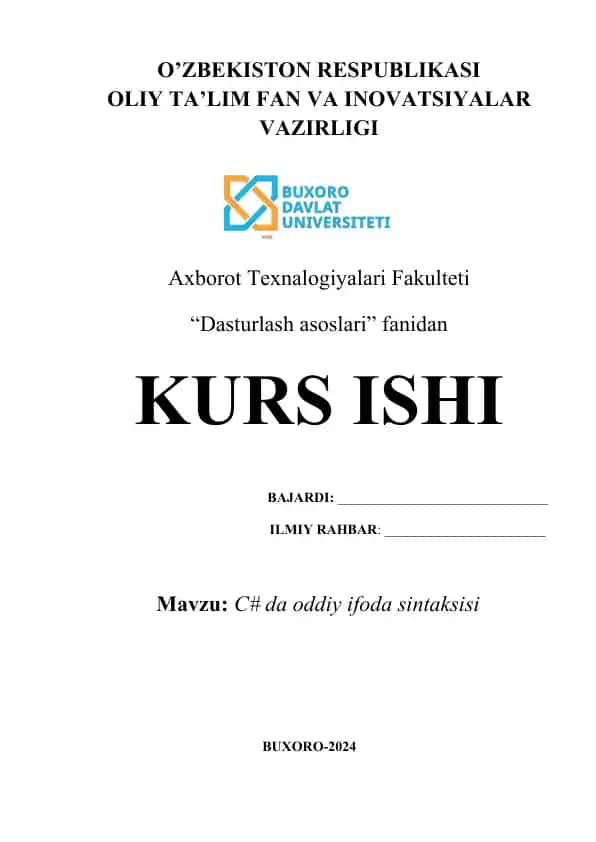 C# da oddiy ifoda sintaksisi