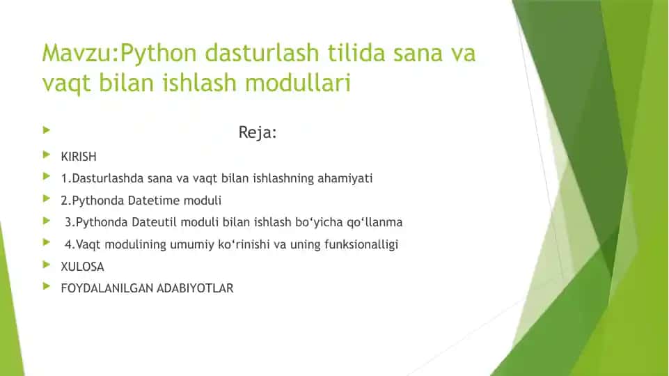 Pythondasturlashtilidasanavavaqtbilanishlash modullari
