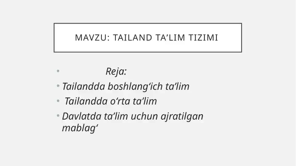 Tailand taʼlim tizimi