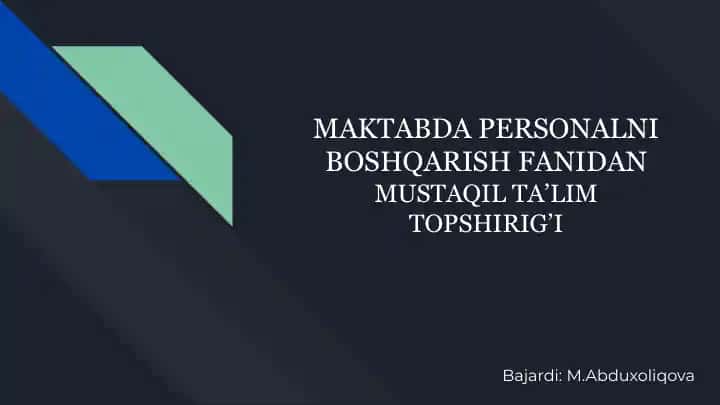 MUSTAQIL TA’LIM TOPSHIRIG’I