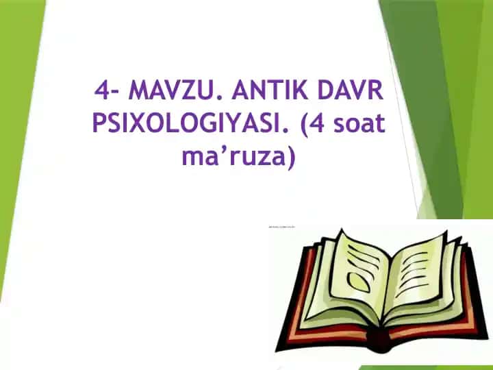Antik davr psixologiyasi (4 soat ma’ruza)