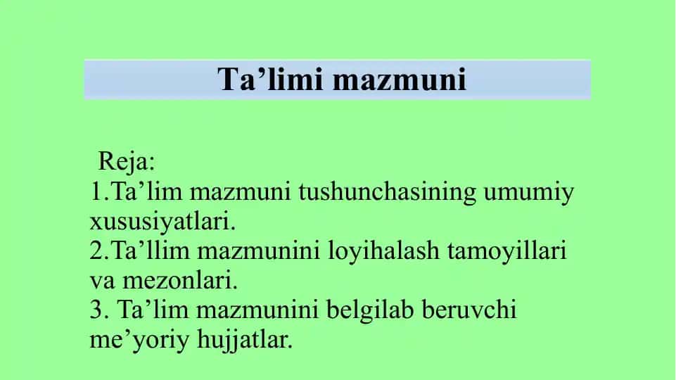 Ta’limi mazmuni