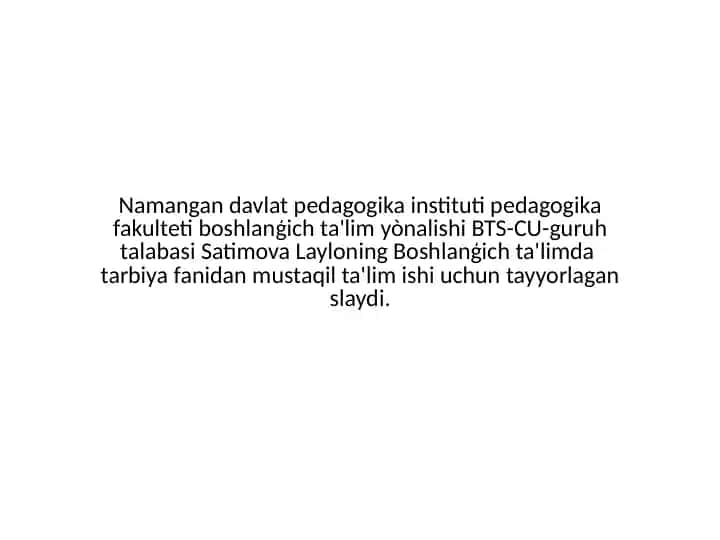 Pedagogika fakulteti boshlanģich ta'limi slaydi