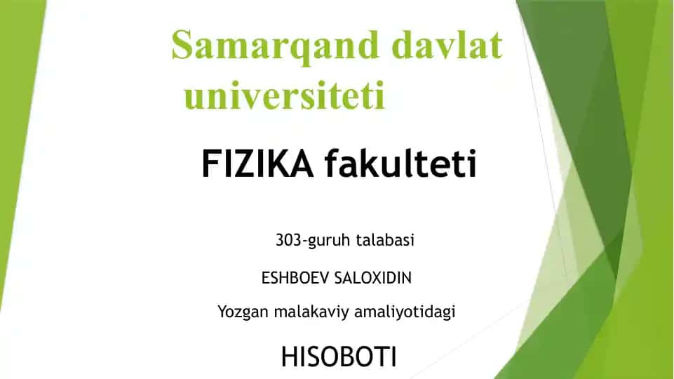Samarqand Davlat Universiteti FIZIKA fakulteti