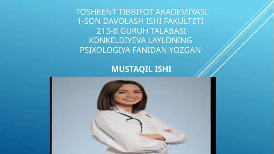 MULOQOT: SHIFOKOR VA BEMOR MULOQOTINING PSIXOLOGIK XUSUSIYATLARI