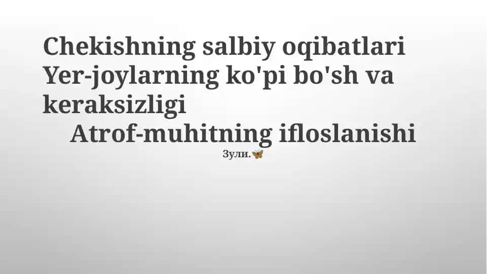 Chekishning salbiy oqibatlari
