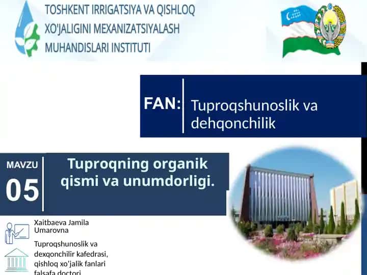 Tuproqshunoslik va dehqonchilik