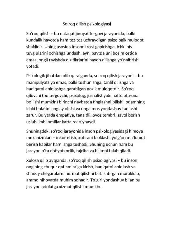 So‘roq qilish psixologiyasi