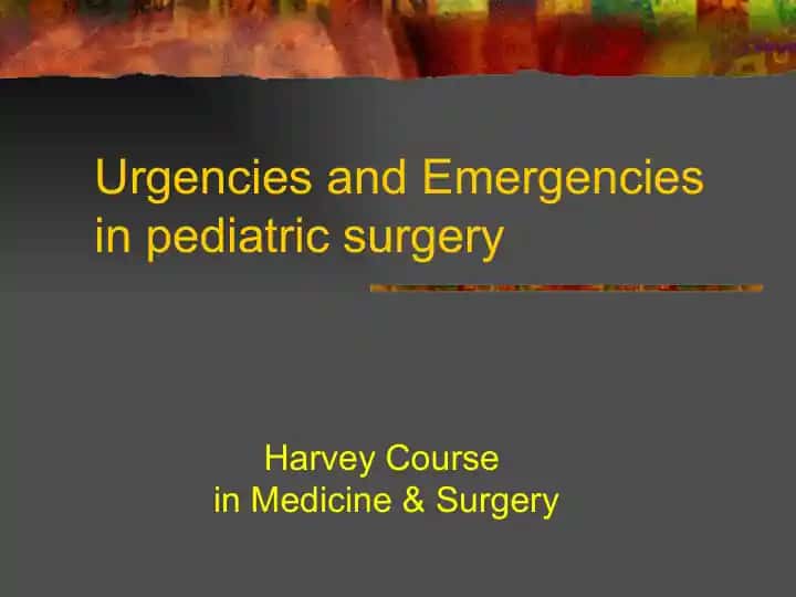 Urgencies and Emergencies in Pediatric Surgery