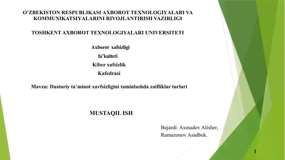 Dasturiy ta'minot xavfsizligini taminlashda zaifliklar tur