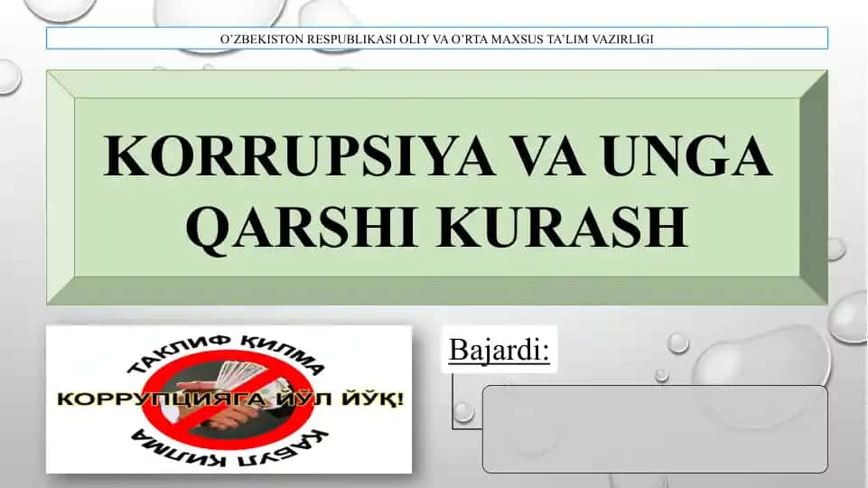 Korrupsiya va unga qarshi kurash