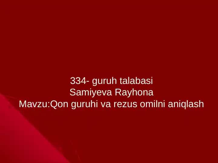 Qon guruhi va rezus omilni aniqlash