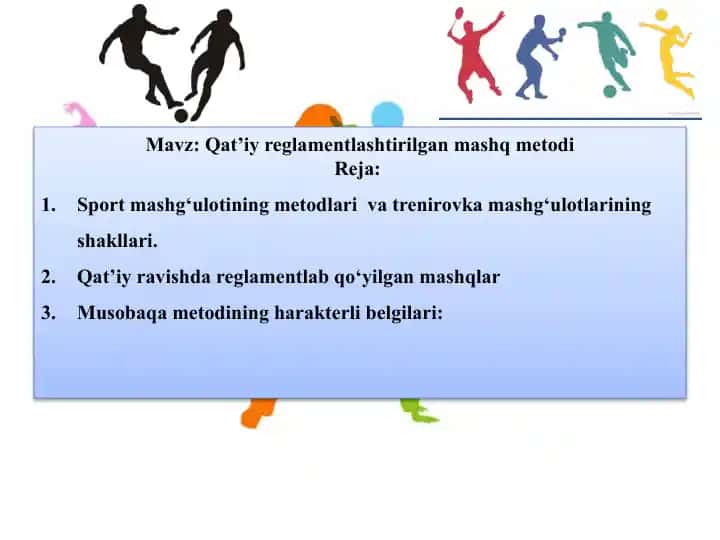 Qat’iy reglamentlashtirilgan mashq metodi