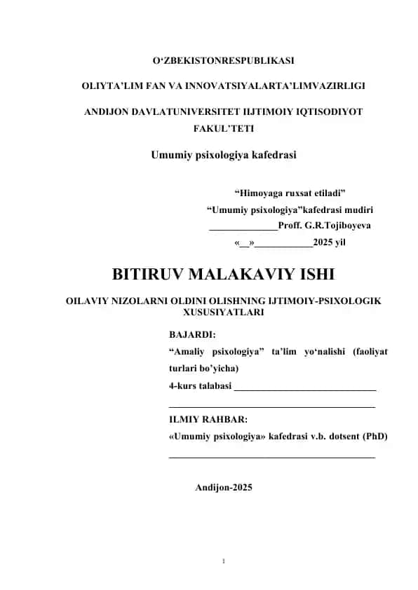 Oilaviy Nizolar va ularning Nazariy-Psixologik Asoslari