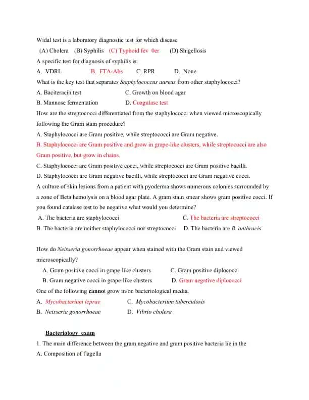 Laboratory diagnostic tests for bacterial infections