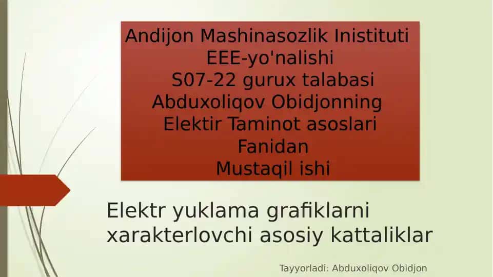 Elektryuklamagrafiklarnixarakterlovchiasosiykattaliklar