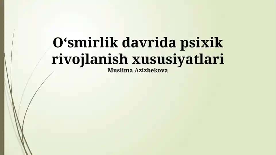 O'smirlarga psixologik yordam ko'rsatish