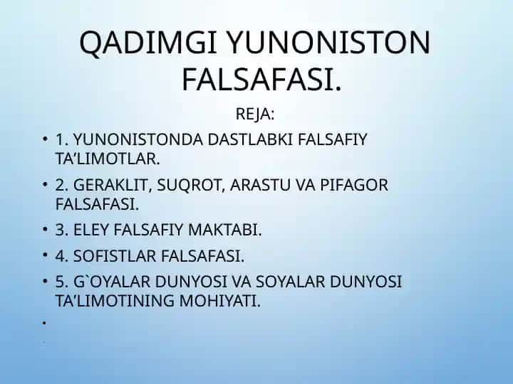 QADIMGI YUNONISTON FALSAFASI