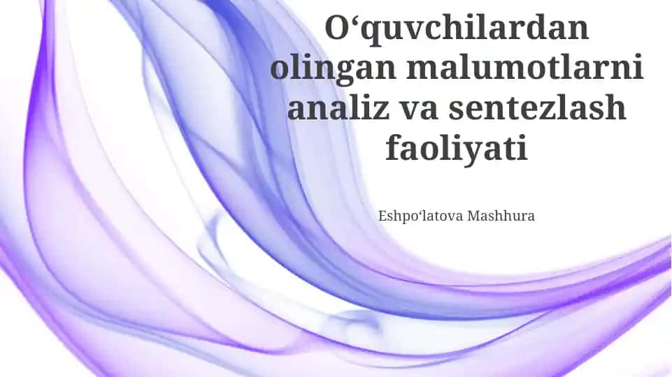 Ma'lumotlarni to'plash va saralash