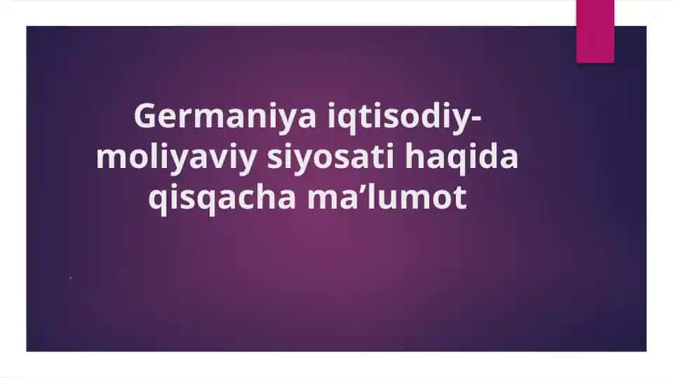 Germaniya iqtisodiy-moliyaviy so'roqchasi