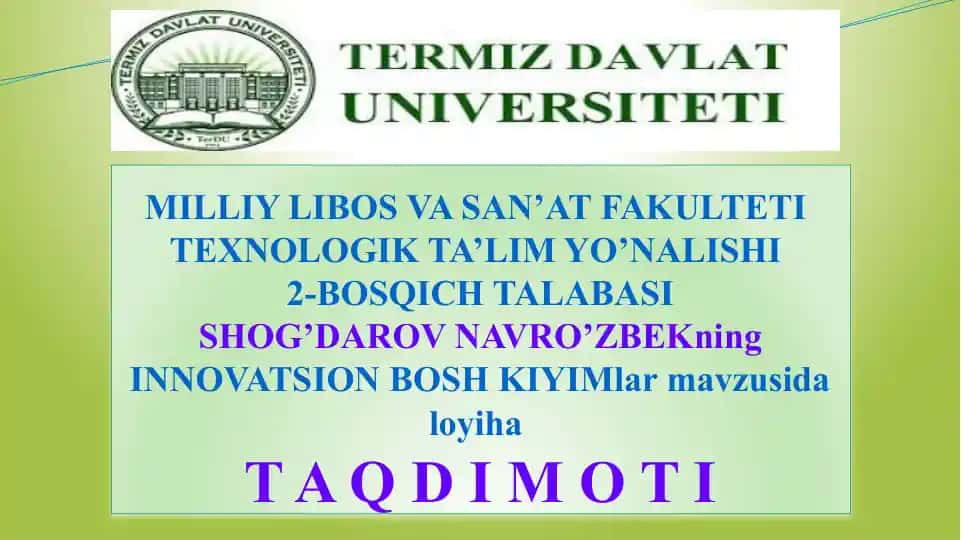 Innovatsion bosh kiyimlar