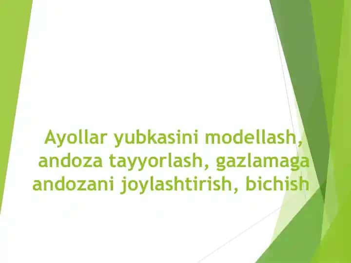Ayollar yubkasini modellash, andoza tayyorlash, gazlamaga andozani joylashtirish, bichish