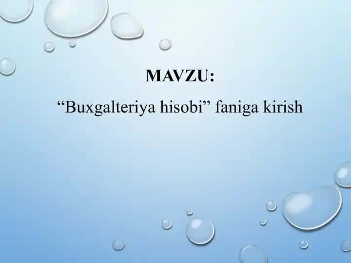"Buxgalteriya hisobi faniga kirish"