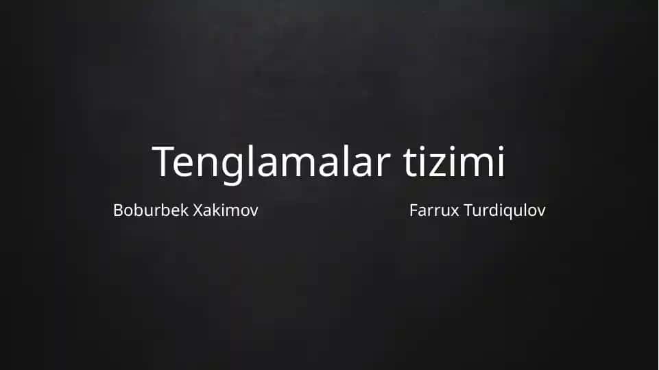 Tenglamalar tizimi