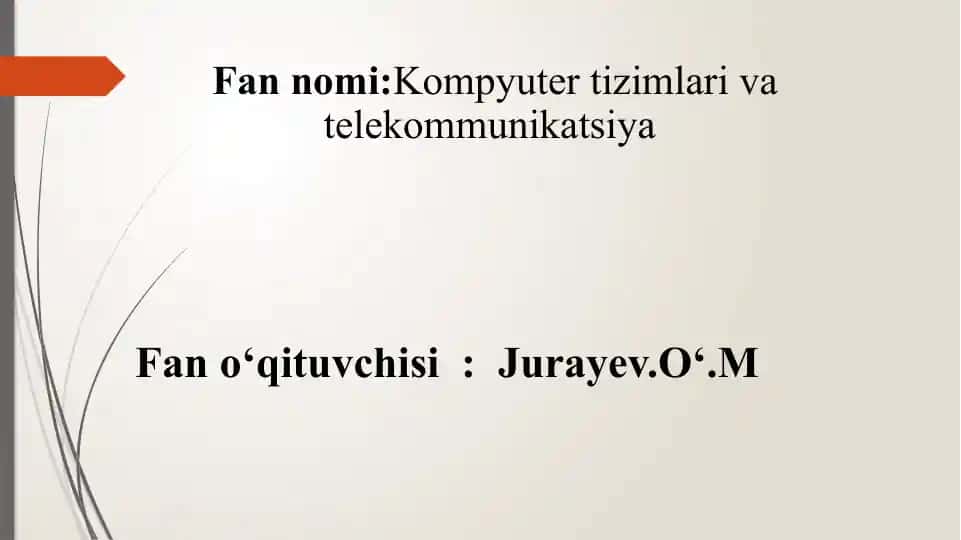 Kompyutertizimlar va telekommunikatsiya