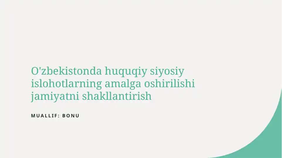 Huquqiy Islohotlar va Jamiiyot