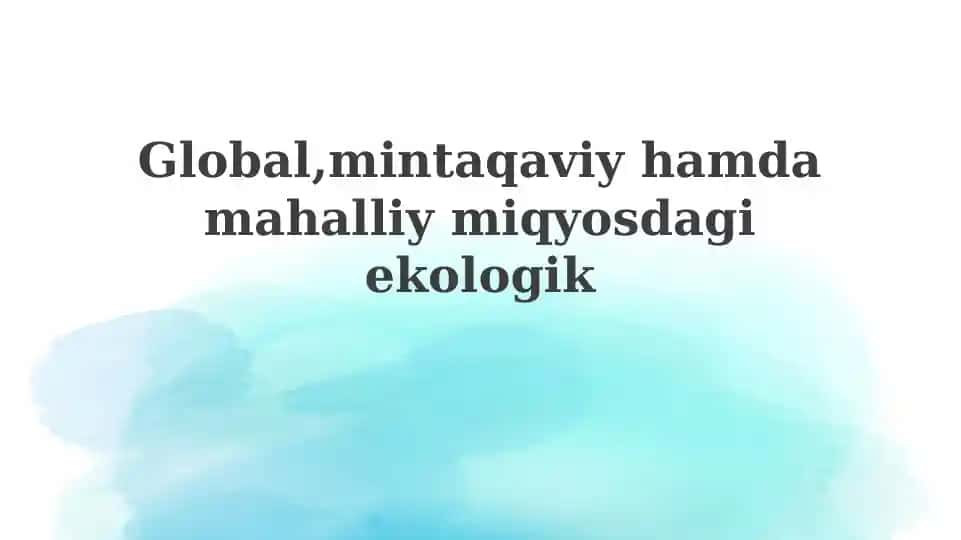 Global, mintaqaviy va mahalliy ekologik muammolar