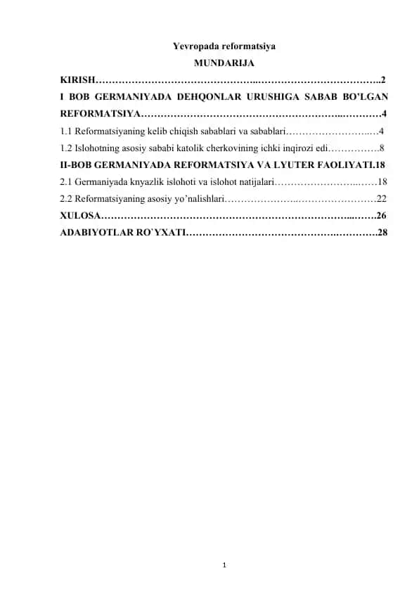 Yevropada reformatsiya
