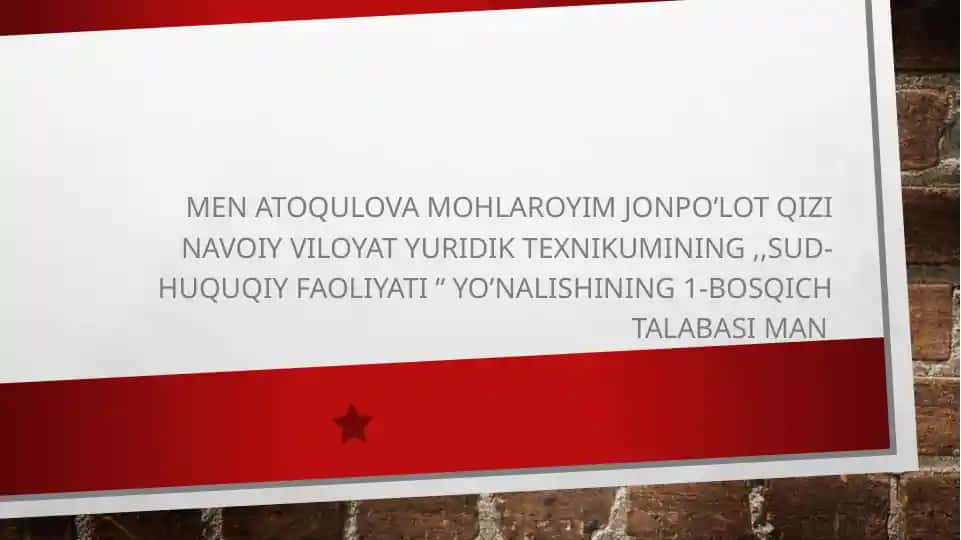 Atoqulova Mohlaroyim Jonpo’lot qizi