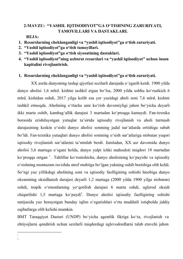 "Yashil iqtisodiyot"
