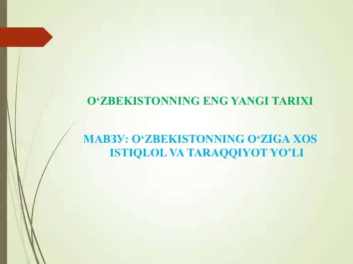 O‘ZBEKISTONNING ENG YANGI TARIXI