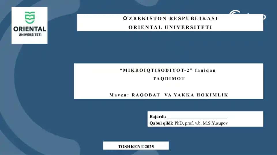 RAQOBAT VA YAKKA HOKIMLIK