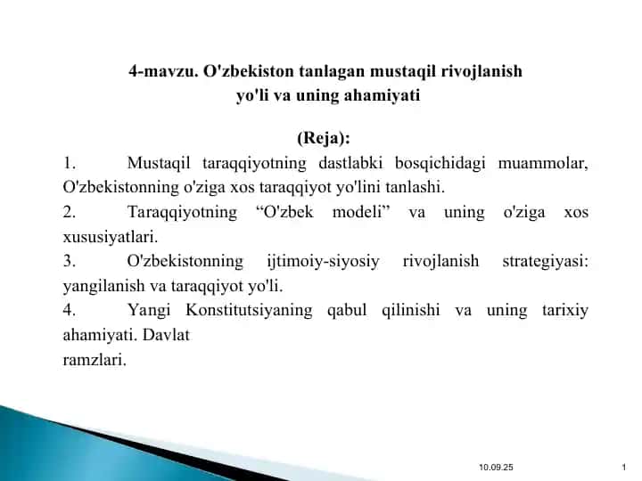 O'zbekistonning mustaqil taraqqiyoti