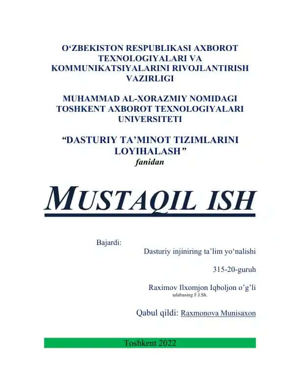 Dasturiy injiniring ta’lim yo‘nalishi