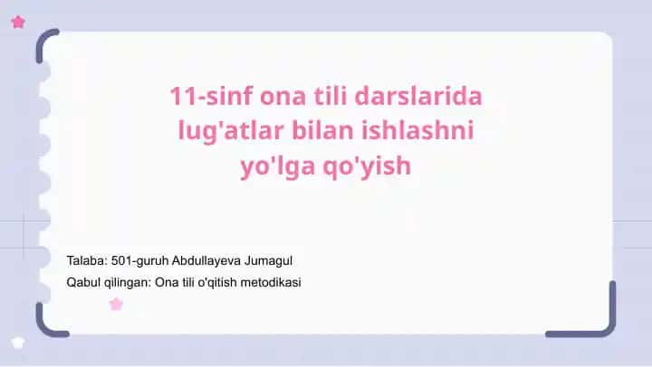 Ona tili o'qitish metodikasi